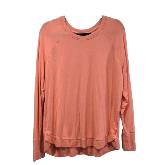 Athleta Womens Mindset Tulip Hem Pullover Sweater Size XL Peach Athleisure - Picture 1 of 11